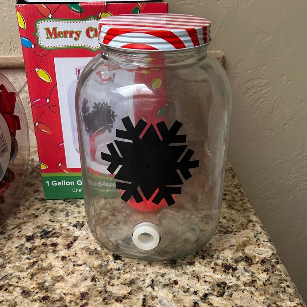 Target Holiday Glass Dispenser with Red, Green, and Gold Bows